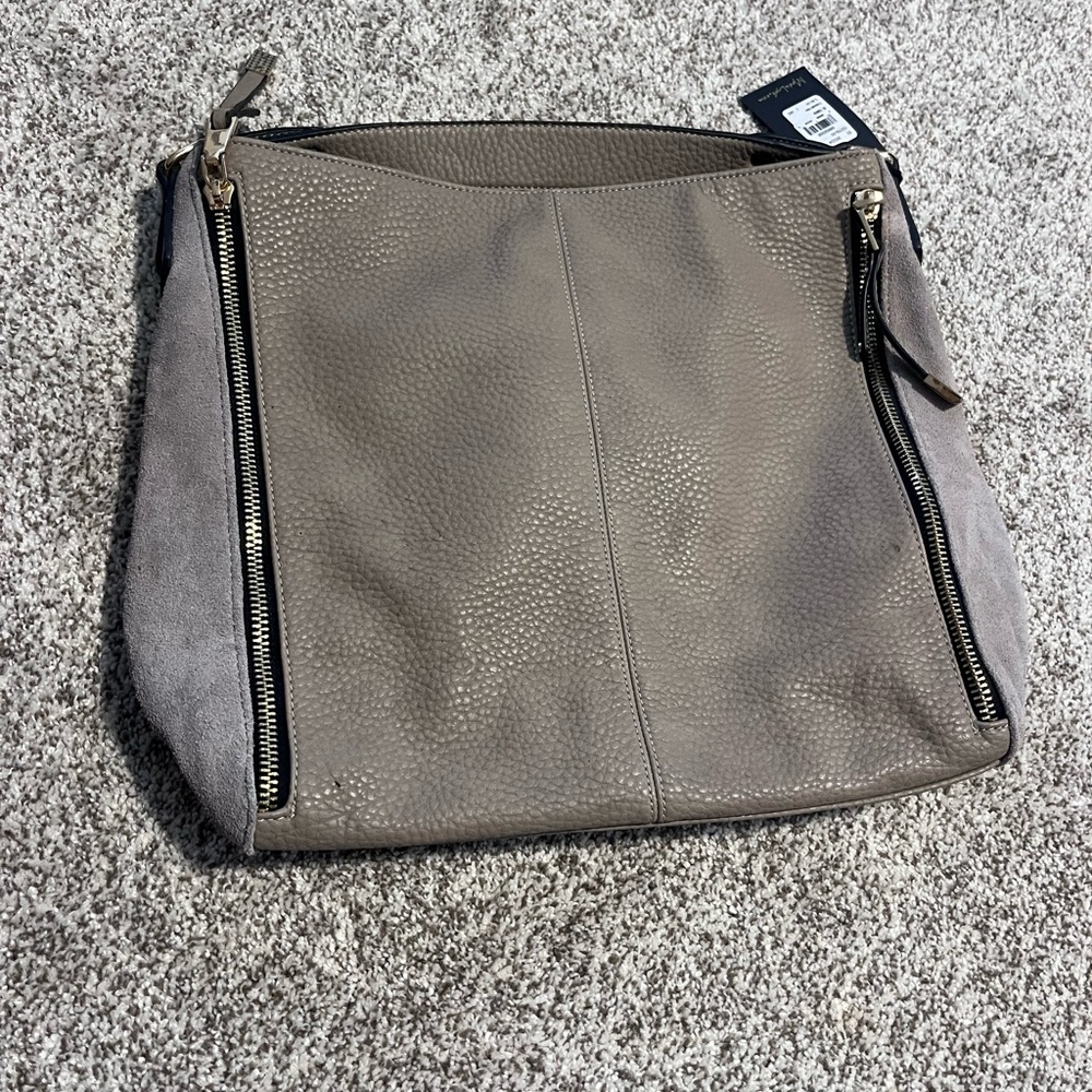 Moda Luxe Taupe Hobo Shoulder Bag Leather Suede Large Slouchy Boho Neutral Purse - Picture 11 of 16